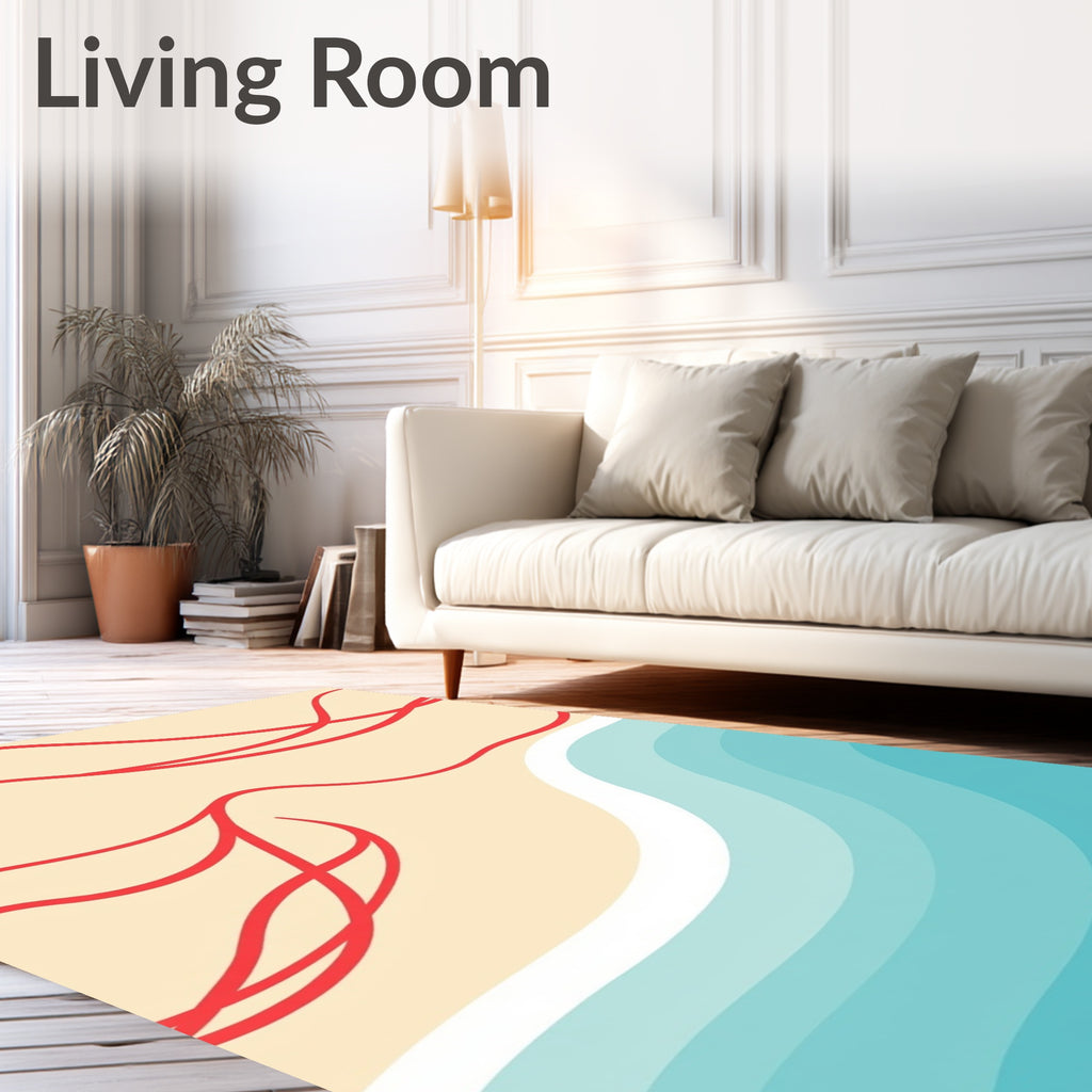 Coral Swirls on Golden Sand Beach Rug