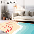 Coral Swirls on Golden Sand Beach Rug