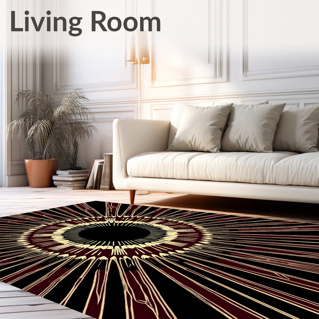 Bold Burgundy Radiant Sunburst Rug