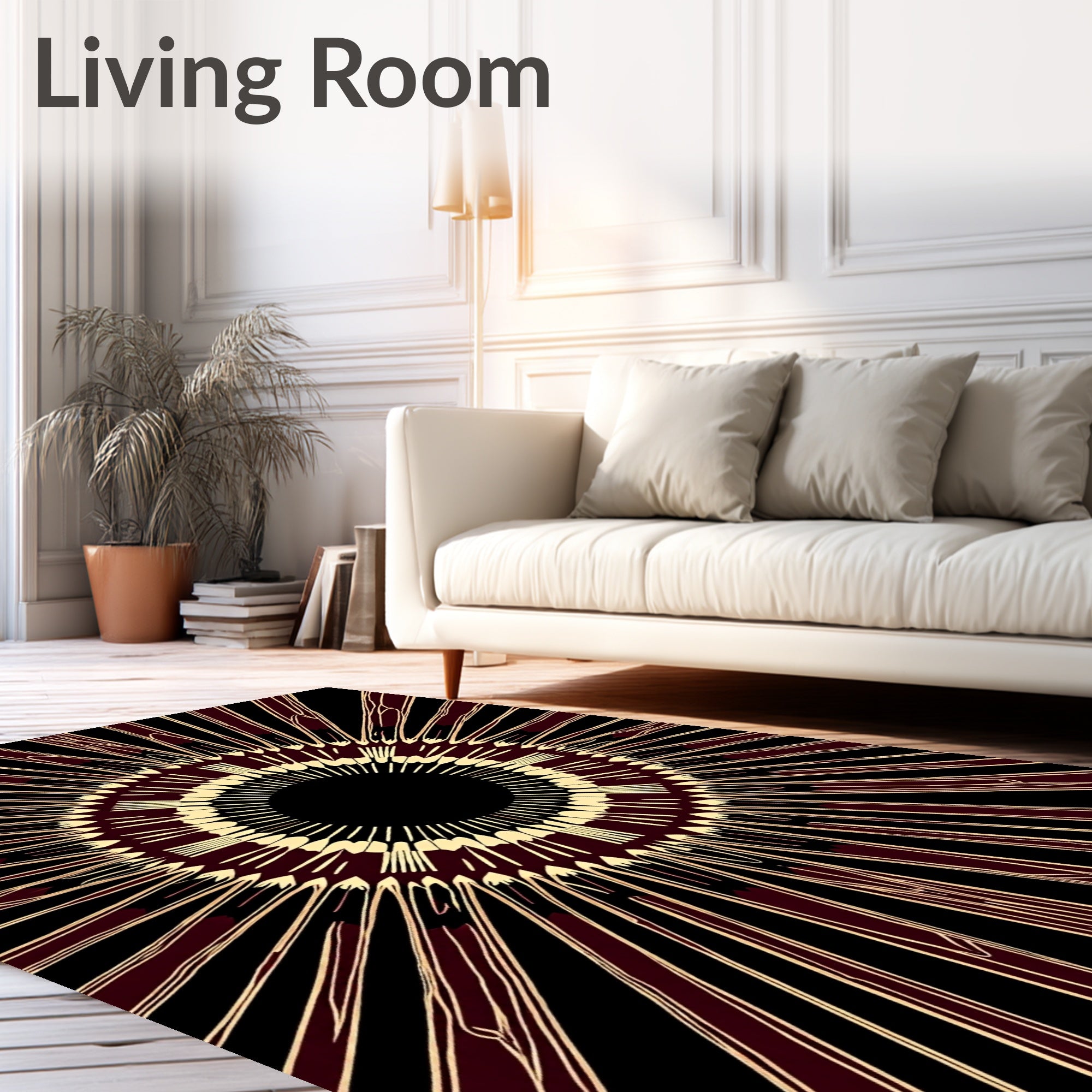 Bold Burgundy Radiant Sunburst Rug