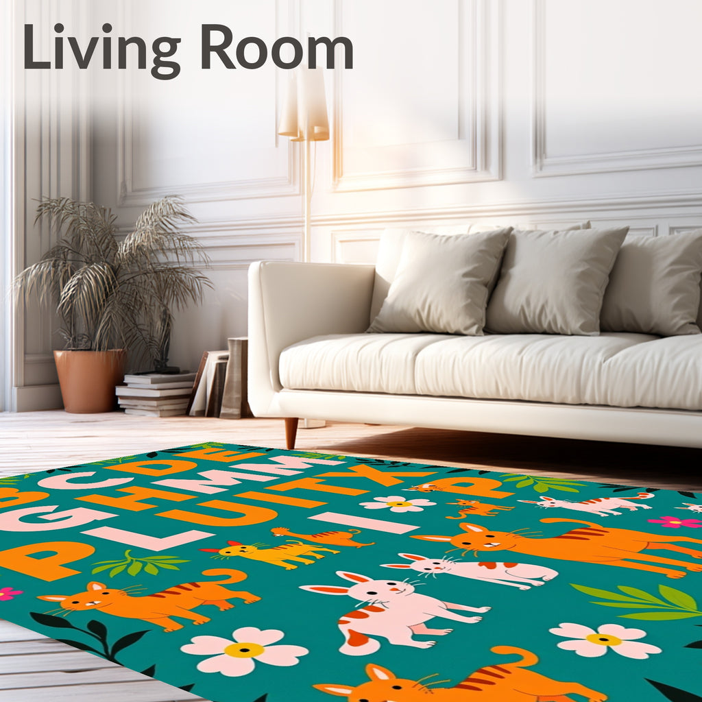 Playful Feline Alphabet Bloom Rug