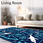 Marine Life Alphabet Navy Blue Rug