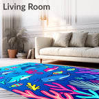 Playful Dolphin Coral Reef Scene Rug