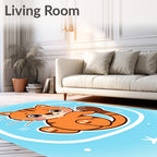 Cute Orange Tabby Cat Round Rug