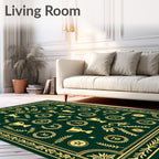 Green and Gold Trophy Laurel Wreath Rug