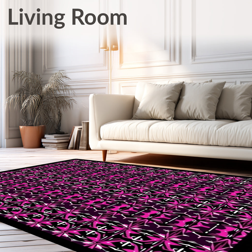 Hot Pink Geometric Kaleidoscope Rug