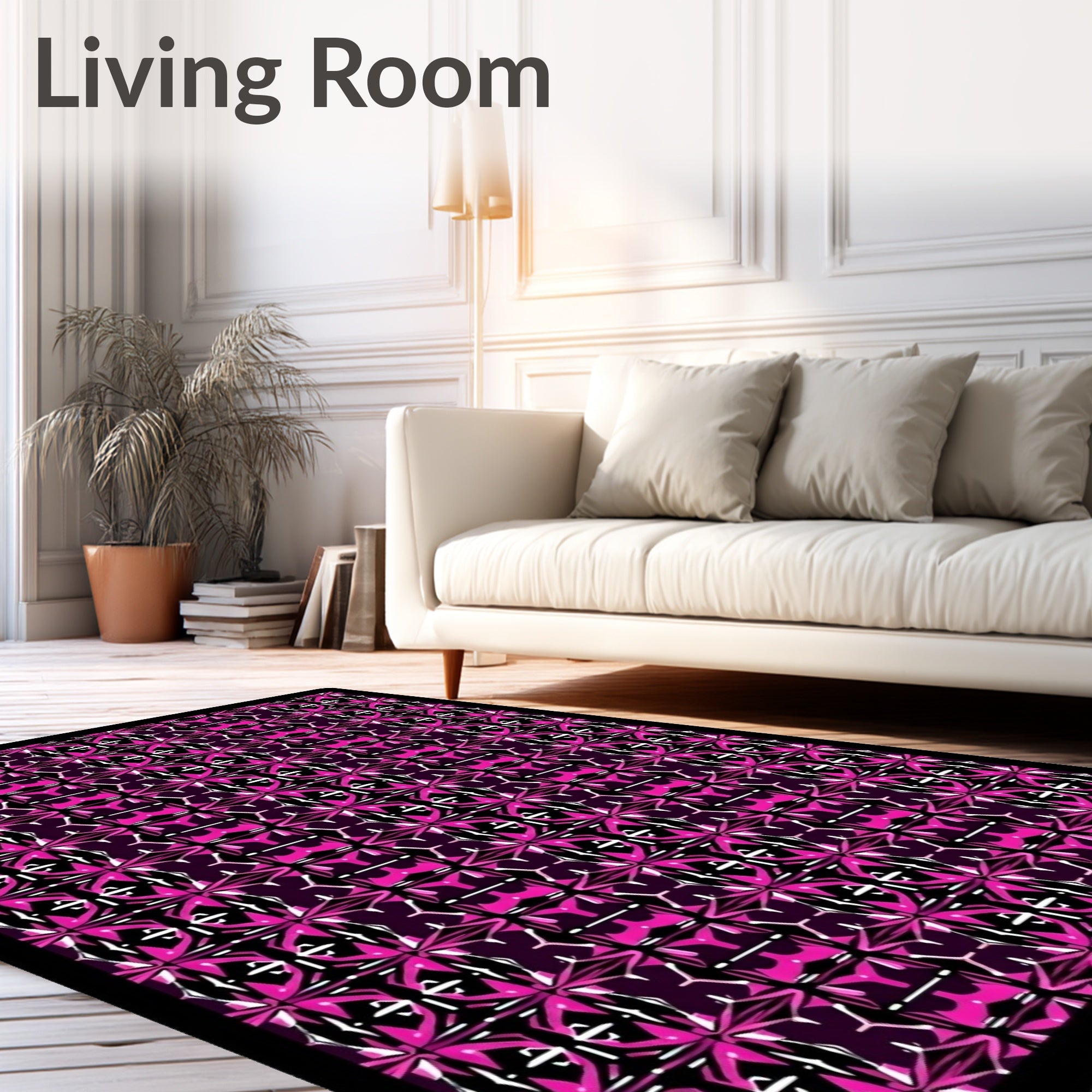 Hot Pink Geometric Kaleidoscope Rug