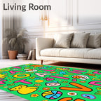Whimsical Alphabet Friends Garden Collage Rug