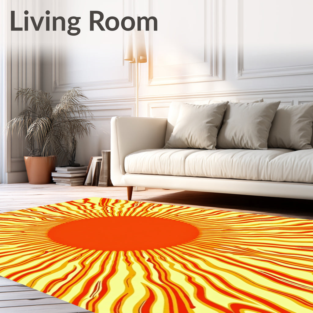 Radiant Sunny Orange Yellow Rays Rug