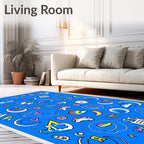 Whimsical Rainbow Cloud Moon Collage Rug