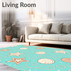 Teal Star Flourish Medallion Rug