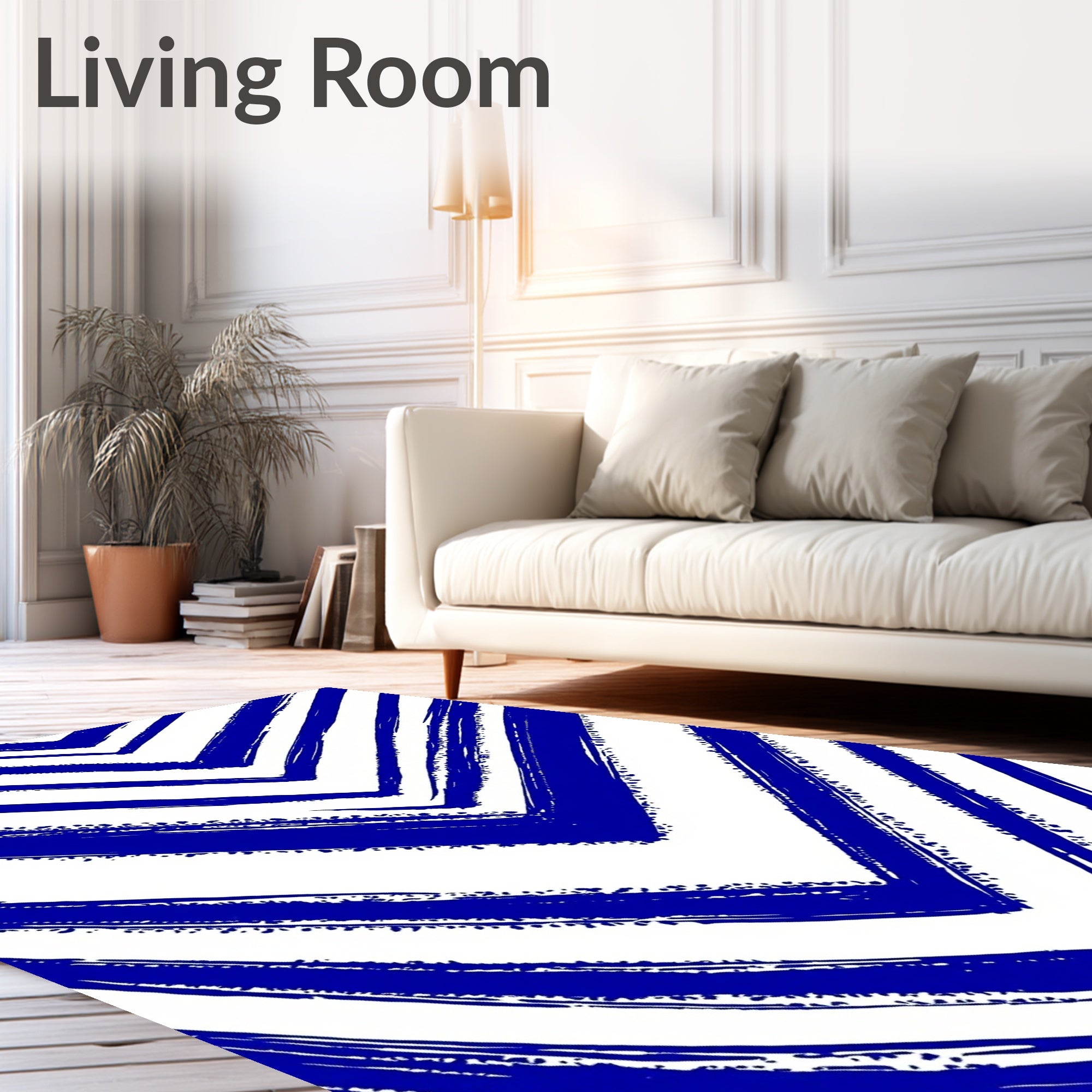Bold Blue Chevron Brushstroke Rug