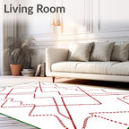 Red Wavy Geometric Diamond Rug