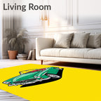 Green Vintage Convertible Yellow Background Rug