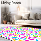 Vibrant Confetti Swirls and Curves Rug
