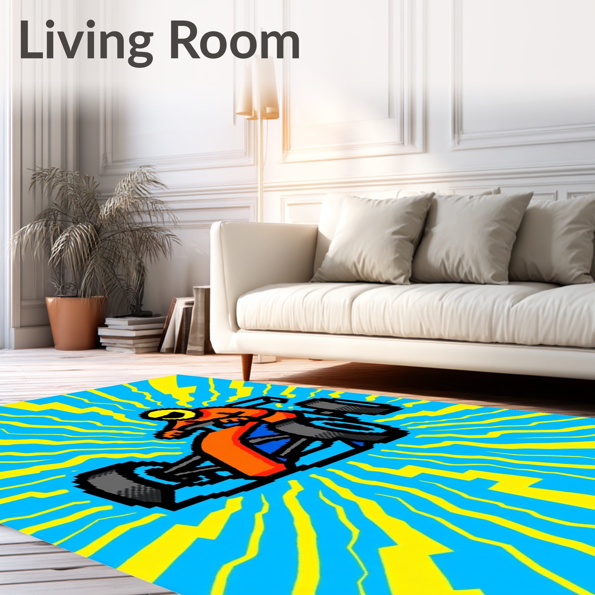 Vibrant Orange Racing car Energy Burst Rug