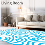 Bright Blue Swirl Lines Rug