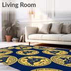 Golden Double Headed Eagle Round Medallion Rug