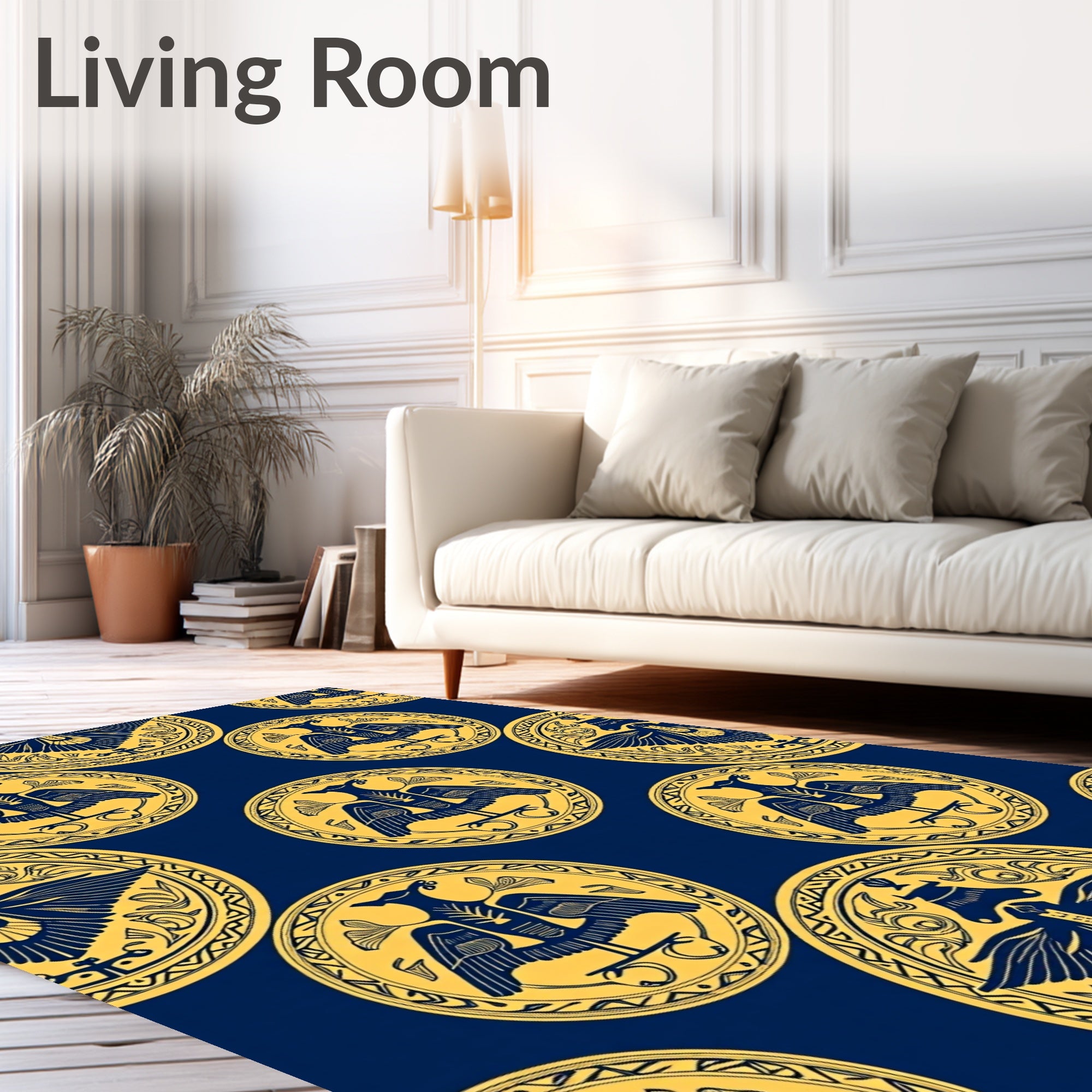 Golden Double Headed Eagle Round Medallion Rug