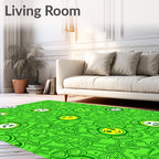 Vibrant Lime Smiley Face Collage Rug