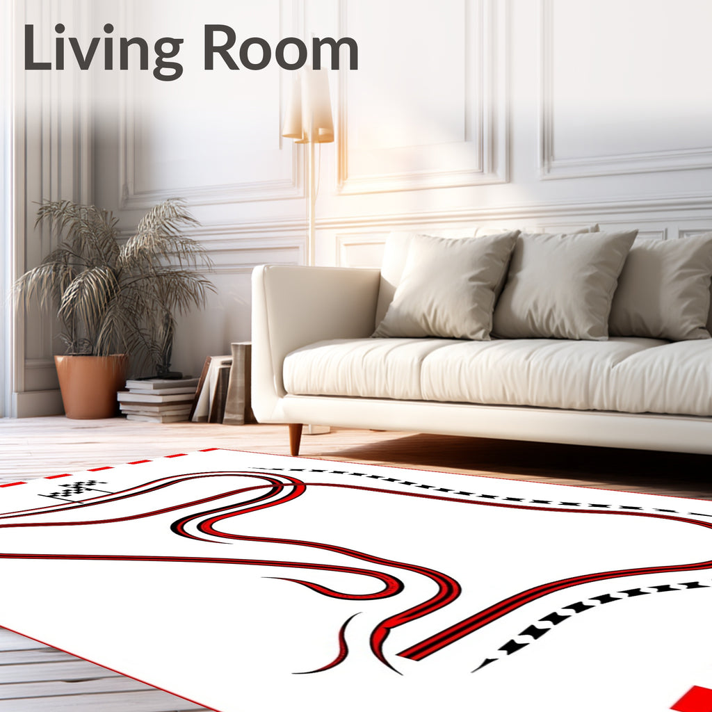 Red Black Racing Track Flags Rug