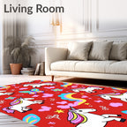 Enchanted Unicorn Rainbow Cloud Butterfly Rug
