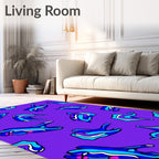 Bold Blue Wavy Abstract Forms Rug