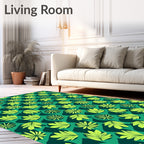 Lime Green Tropical Leaf Collage Rug