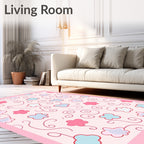 Sweet Pink Cloud Flower Swirls Rug