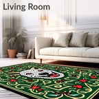 Whimsical Dog Green Floral Garland Rug