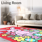 Pink Bunny Amongst Bright Easter Eggs Rug