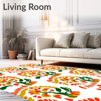 Bold Orange Floral Burst Rug