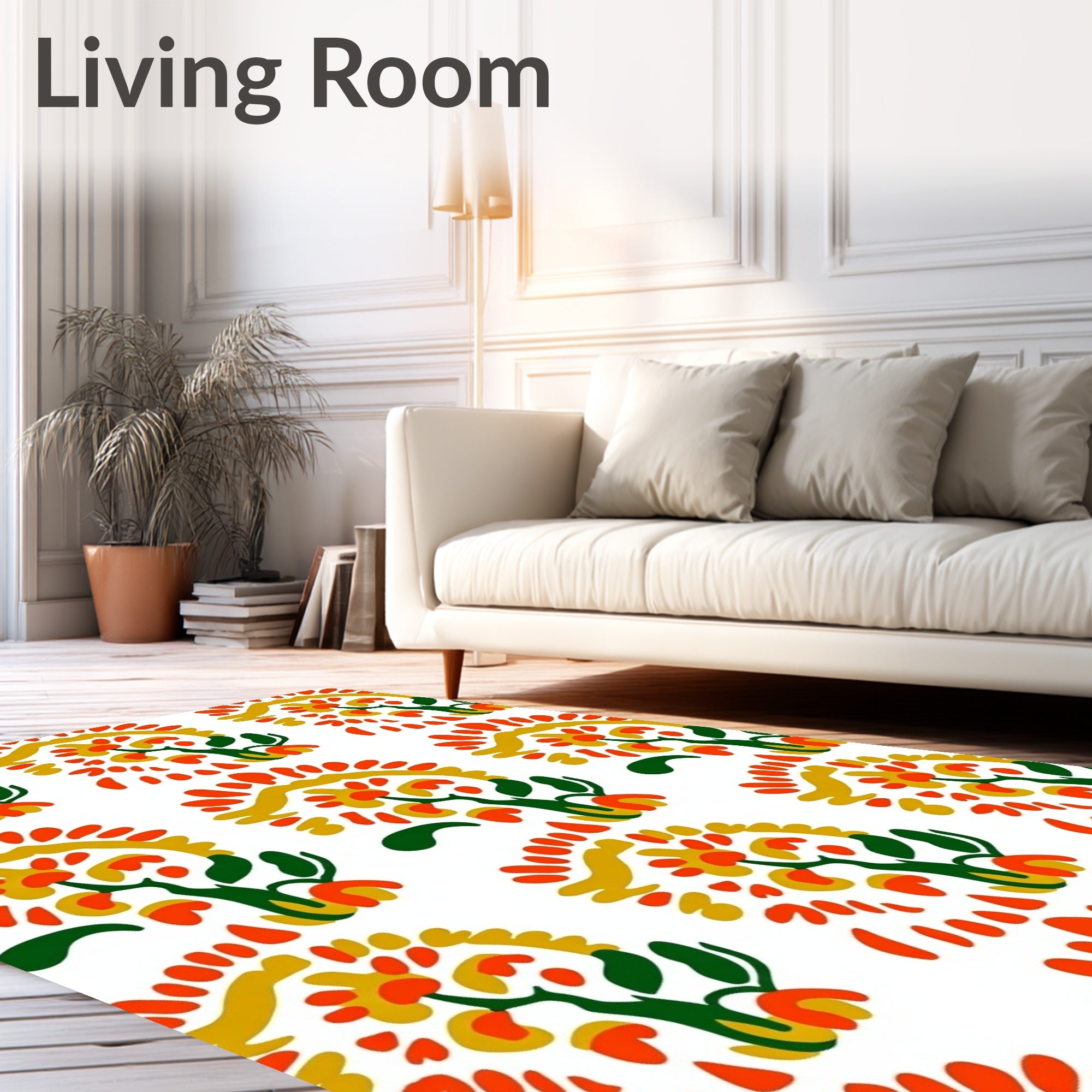 Bold Orange Floral Burst Rug