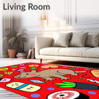 Playful Cartoon Critters and Food Medley Rug