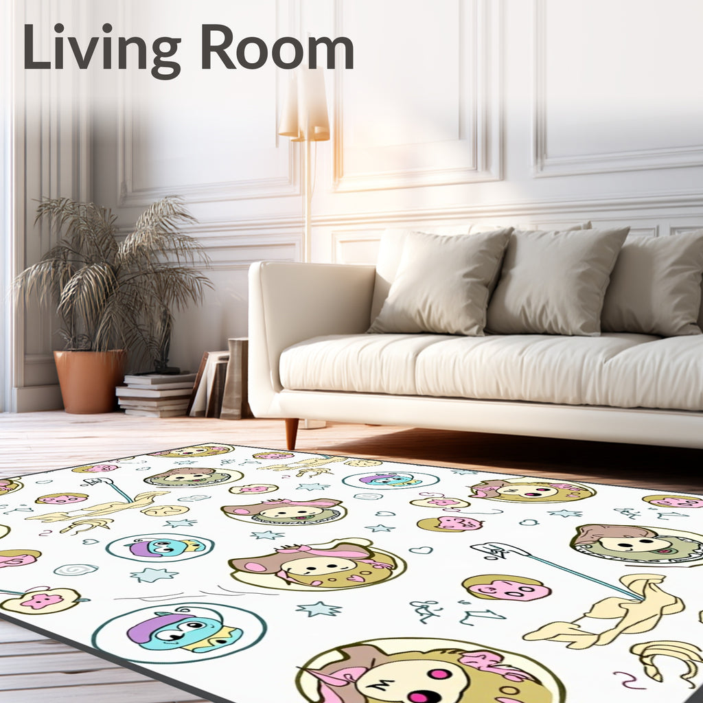 Whimsical Characters Cartoon Sketch Rug