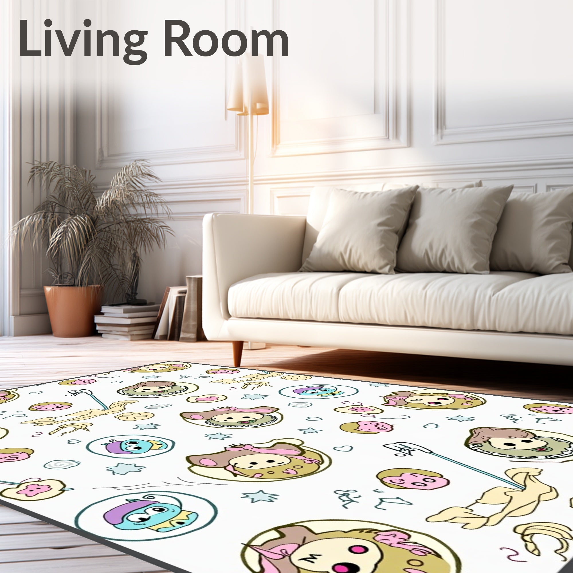 Whimsical Characters Cartoon Sketch Rug