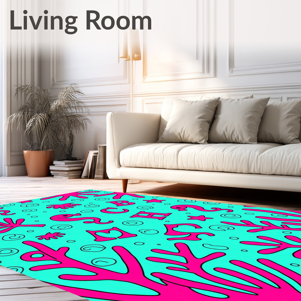 Vibrant Pink Seahorse Coral Collection Rug