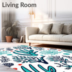 Teal Ocean Coral Sea Life Collage Rug