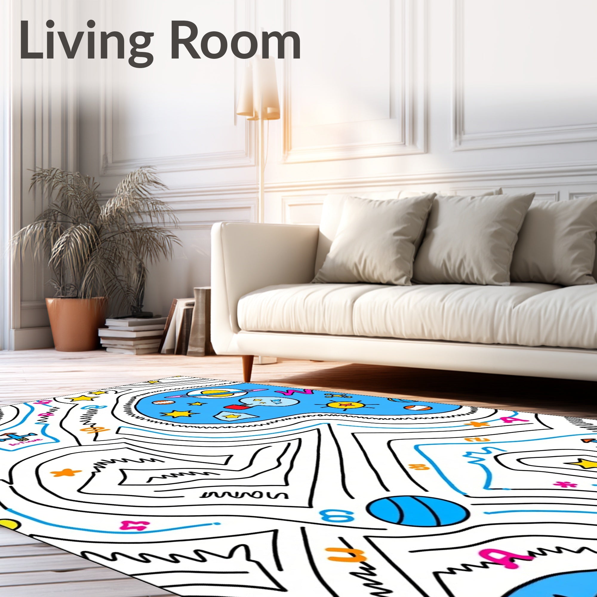 Whimsical Space Maze Cartography Design Rug