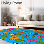 Whimsical Ladybug Flower Garden Rug