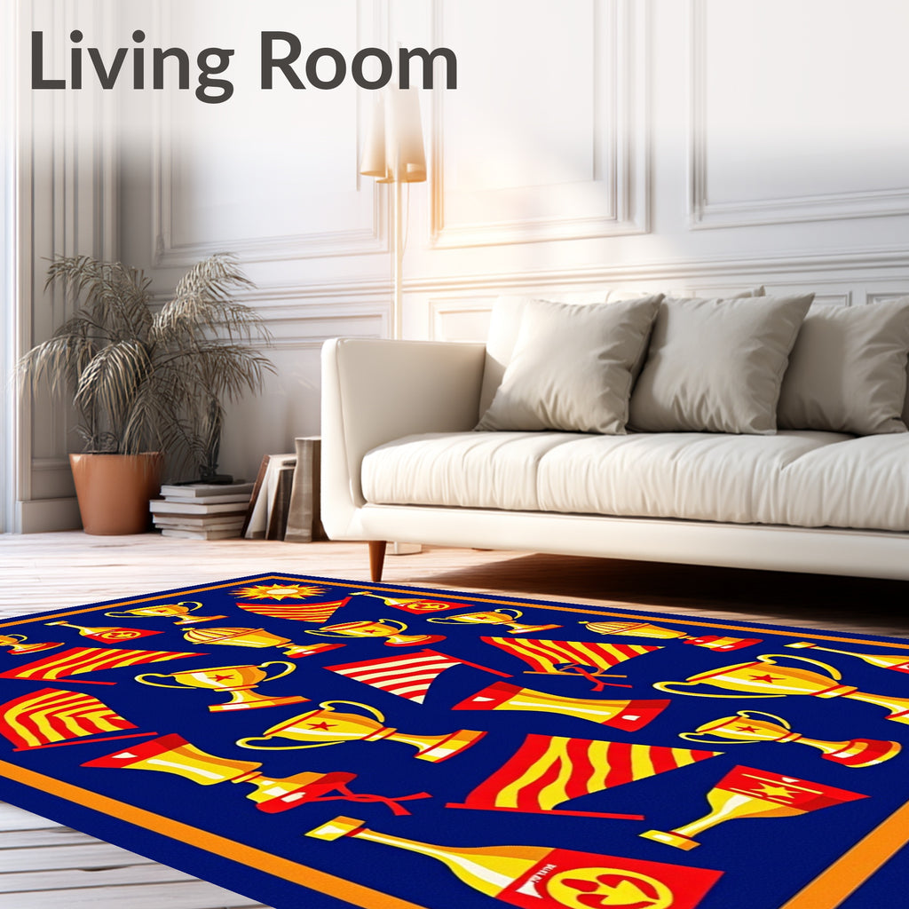 Red Yellow Trophies Flags Explosion Rug
