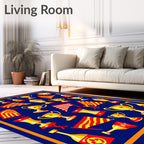 Red Yellow Trophies Flags Explosion Rug