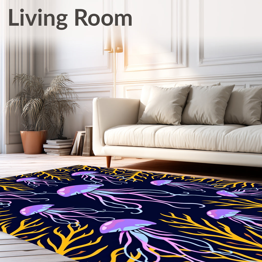 Purple Jellyfish Coral Deep Ocean Rug