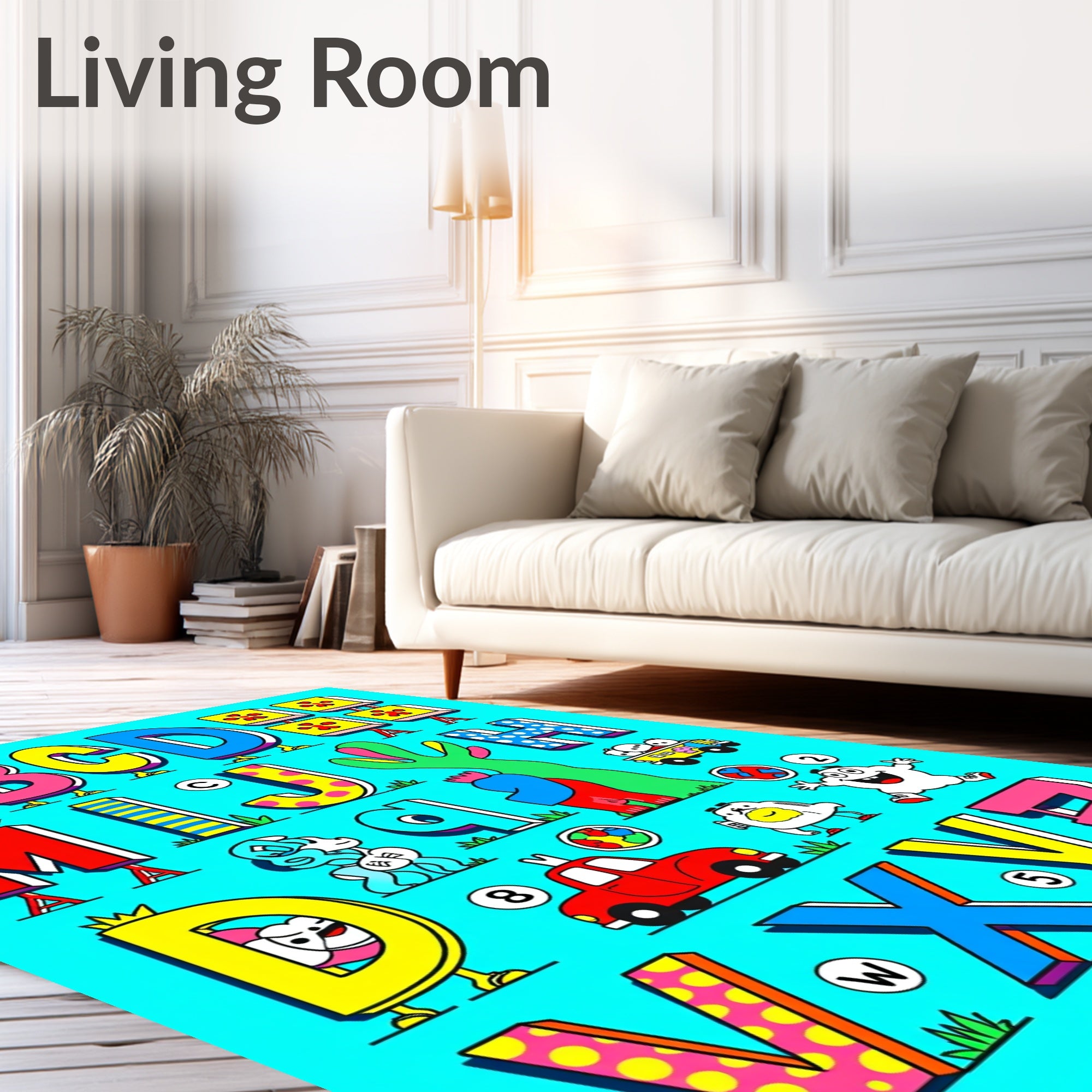 Playful Alphabet Characters Colorful Collection Rug