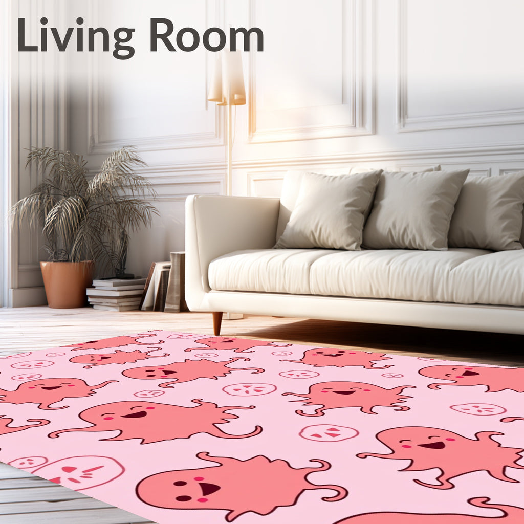 Playful Pink Octopus Galaxy Tapestry Rug