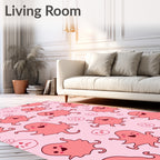 Playful Pink Octopus Galaxy Tapestry Rug