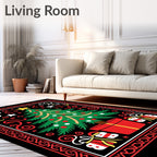 Festive Christmas Tree Gifts Border Rug