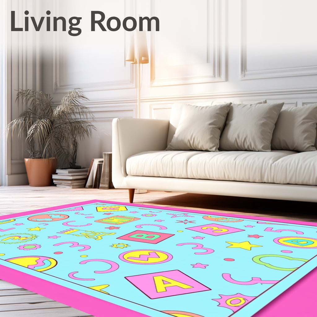 Whimsical Alphabet Numbers Playful Colors Rug