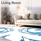 Bold Blue Artistic Swirl Rug