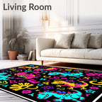Retro Colorful Dinosaurs Alphabet Fun Rug
